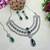 Green rhodium premium designer american diamond and stone work necklace set