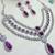 Purple rhodium premium designer american diamond and stone work necklace set