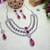 Pink rhodium premium designer american diamond and stone work necklace set