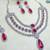 Pink rhodium premium designer american diamond and stone work necklace set