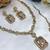 Gold yellow gold premium designer american diamond and stone work necklace set
