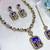 Blue yellow gold premium designer american diamond and stone work necklace set