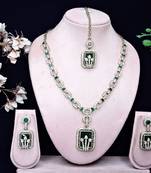 Green yellow gold premium designer american diamond and stone work necklace set