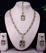 Maroon yellow gold premium designer american diamond and stone work necklace set