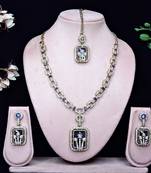 Blue yellow gold premium designer american diamond and stone work necklace set