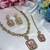 Pink yellow gold premium designer american diamond and stone work necklace set