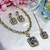 Blue yellow gold premium designer american diamond and stone work necklace set