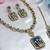 Blue yellow gold premium designer american diamond and stone work necklace set