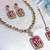 Pink yellow gold premium designer american diamond and stone work necklace set