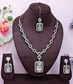 White yellow gold premium designer american diamond and stone work necklace set