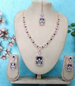 Blue rose gold premium designer american diamond and stone work necklace set