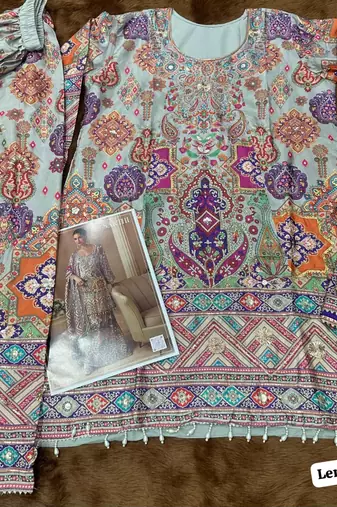 multicolor digital print crepe crepe salwar suit - free size
