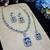 Blue rhodium premium designer american diamond and stone work necklace set