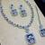 Blue rhodium premium designer american diamond and stone work necklace set