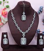 White rhodium premium designer american diamond and stone work necklace set