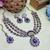 Blue yellow gold premium designer american diamond and stone work necklace set