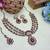 Maroon yellow gold premium designer american diamond and stone work necklace set