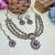 Blue yellow gold premium designer american diamond and stone work necklace set