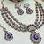 Blue yellow gold premium designer american diamond and stone work necklace set