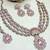 Pink yellow gold premium designer american diamond and stone work necklace set