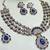 Blue yellow gold premium designer american diamond and stone work necklace set