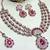 Pink yellow gold premium designer american diamond and stone work necklace set