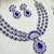 Blue rhodium premium designer american diamond and stone work necklace set