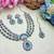 Green rhodium premium designer american diamond and stone work necklace set