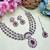 Maroon rhodium premium designer american diamond and stone work necklace set