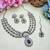 Green rhodium premium designer american diamond and stone work necklace set