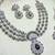 Green rhodium premium designer american diamond and stone work necklace set