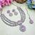 Pink rhodium premium designer american diamond and stone work necklace set