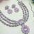 Pink rhodium premium designer american diamond and stone work necklace set