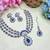 Blue rhodium premium designer american diamond and stone work necklace set