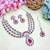 Pink rhodium premium designer american diamond and stone work necklace set