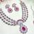 Pink rhodium premium designer american diamond and stone work necklace set