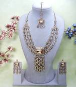 Gold yellow gold premium designer american diamond and stone work necklace set