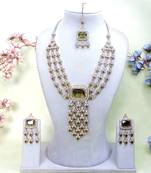 Green yellow gold premium designer american diamond and stone work necklace set
