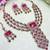 Pink yellow gold premium designer american diamond and stone work necklace set