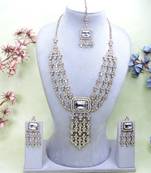 White yellow gold premium designer american diamond and stone work necklace set