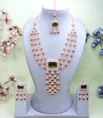 Green rose gold premium designer american diamond and stone work necklace set