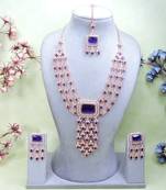 Blue rose gold premium designer american diamond and stone work necklace set