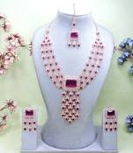 Purple rose gold premium designer american diamond and stone work necklace set