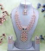 White rose gold premium designer american diamond and stone work necklace set