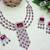 Maroon rhodium premium designer american diamond and stone work necklace set