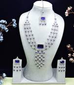 Blue rhodium premium designer american diamond and stone work necklace set