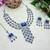 Blue rhodium premium designer american diamond and stone work necklace set
