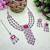 Pink rhodium premium designer american diamond and stone work necklace set