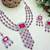Pink rhodium premium designer american diamond and stone work necklace set