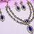 Blue yellow gold premium designer american diamond and stone work necklace set